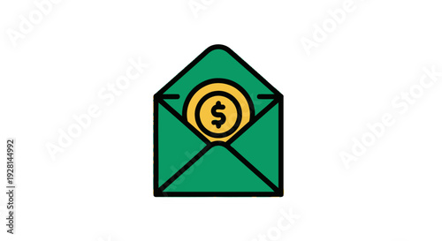 Green Envelope with Dollar Sign.