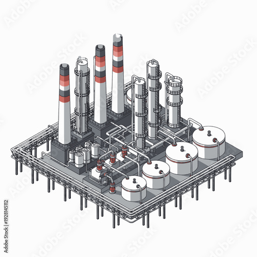 Industrial Oil Refinery Plant Equipment Structure.