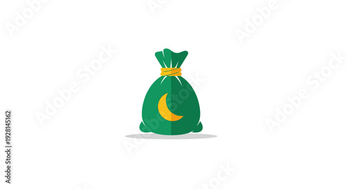 Green Money Bag with Gold Crescent.