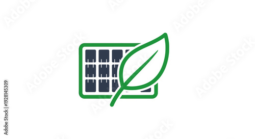 Green Solar Panel with Leaf Icon.
