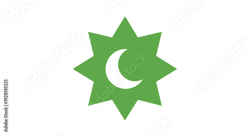 Green Star Symbol with Crescent Moon.