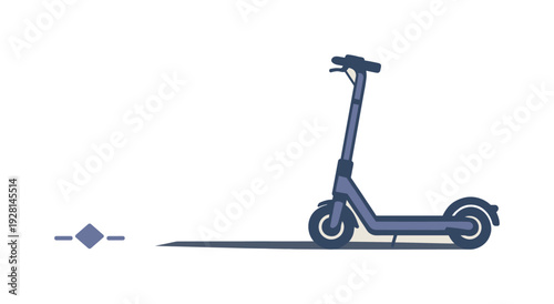 Modern electric scooter casting a long shadow on a plain background, representing future mobility