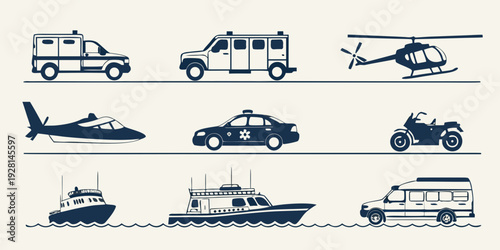 A diverse collection of various types of vehicles and transportation modes Vector