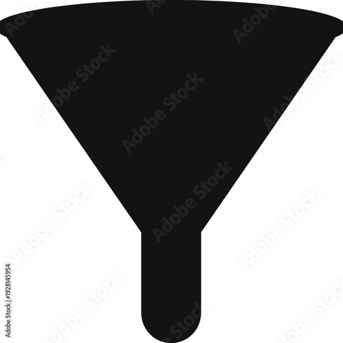 Black funnel icon on a white background, representing filtering or process simplification