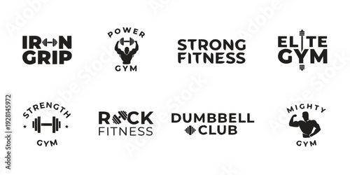 Logos of various gyms and fitness centers showcasing their branding and identity Vector