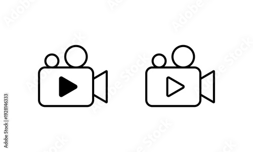 Video play outline icon. Film camera symbol. Media recording sign