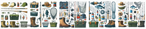 Vector of fisherman accessories