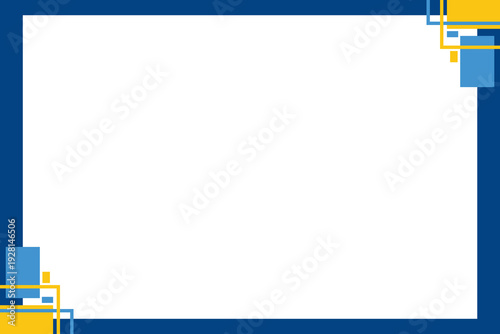 Professional blue and yellow geometric border template. Features modern rectangular accents, perfect for corporate certificates, business presentations, and formal flyers.