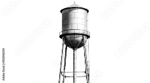 Water Tower Structure with Halftone Texture Effect