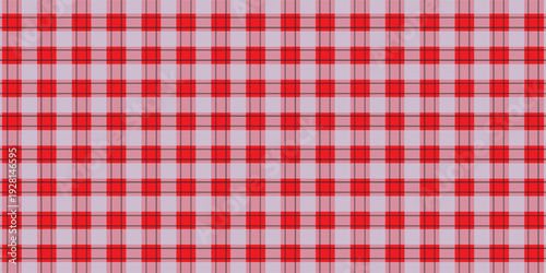 Plaid fabric pattern, red, white, yellow, seamless for textile and design clothes skirt pants apron tablecloth blanket or decoration. Vector illustration.