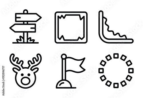 A vector of six distinct icons arranged in two rows for use in digital applications