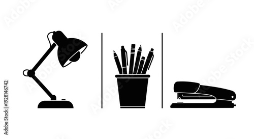 Desk accessories and stationery icons