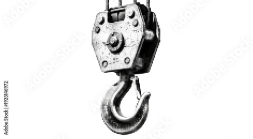 Industrial Crane Hook with Halftone Texture Effect