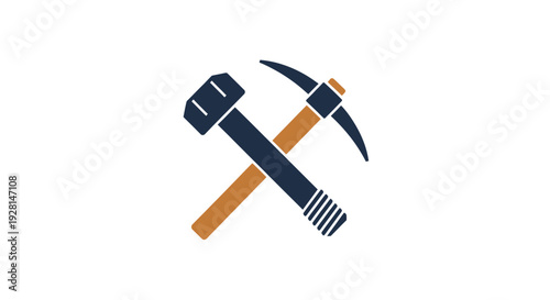 Hammer and pickaxe tools crossed over.