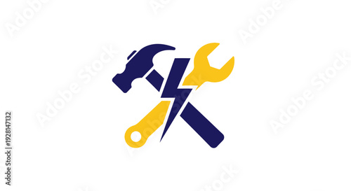 Hammer and Wrench Crossed Tools Icon.