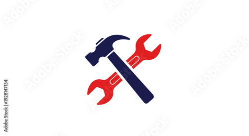 Hammer and wrench crossed tools.