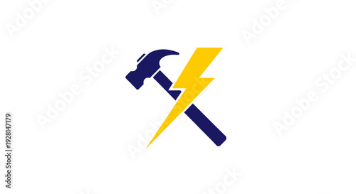 Hammer with lightning bolt symbol.