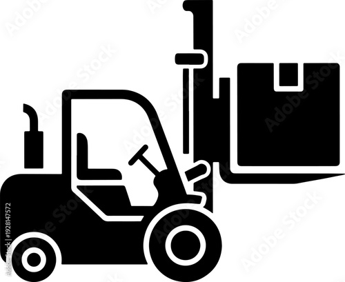 Forklift with pallet vector icon. industrial warehouse equipment transportation