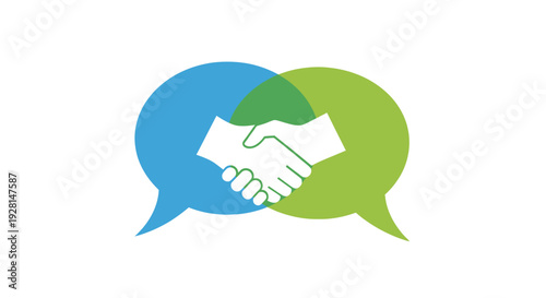 Handshake in speech bubbles agreement.