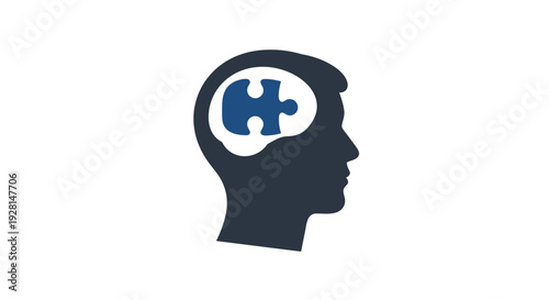 Head with puzzle piece inside brain.