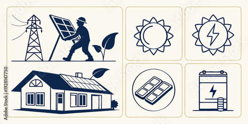 A collection of symbols representing various aspects of home and family life Vector