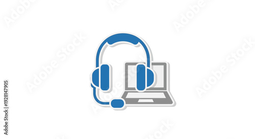 Headset and laptop computer equipment.