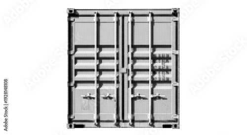 Shipping Cargo Container with Halftone Texture Effect