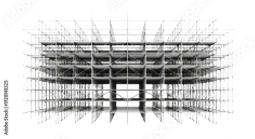 Stadium Structure with Halftone Texture Effect
