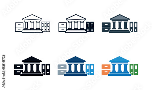 Government building with files and archives, representing law and justice