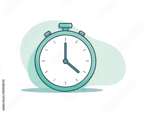 Minimalist stopwatch illustration with a clean, modern design and soft pastel colors