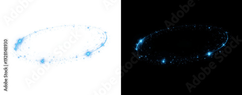 Tableau sur toile Abstract glowing circle with neon light trails and radiant illumination in PNG format