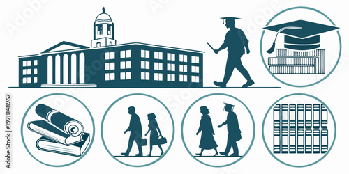 Diverse icons representing community services and facilities Vector