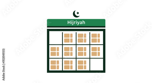 Hijriyah Islamic Calendar Page with Dates.