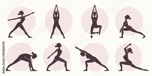 Illustration of a person performing a series of dynamic yoga poses Vector