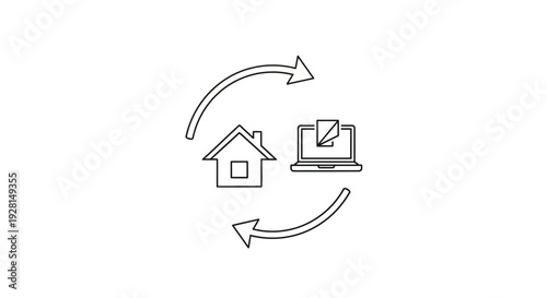 House and Laptop with Arrows Cycle.