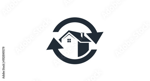 House Icon with Circular Arrows Symbol.