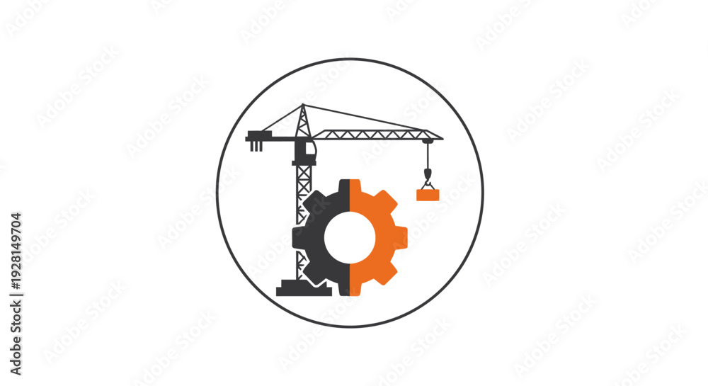 Obraz premium Industrial crane with orange gear.