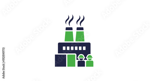 Industrial Factory Building Icon Graphic.