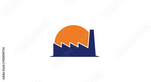 Industrial factory building with chimney.