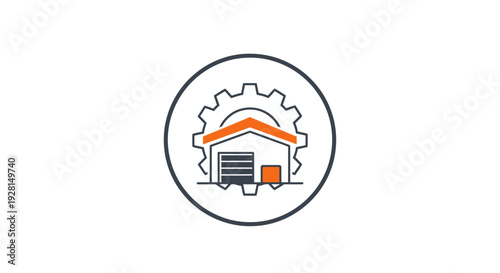 Industrial factory building with gear.