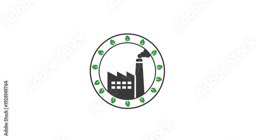Industrial factory building with smokestack.