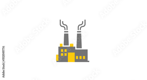 Industrial factory building with smokestacks.