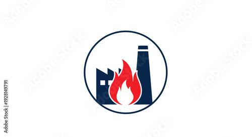 Industrial factory burning flame logo.