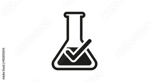 Laboratory Flask Icon with Checkmark Symbol.