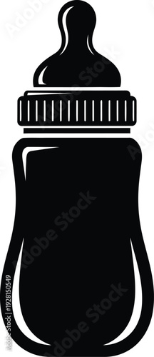 Baby bottle icon black symbol illustration