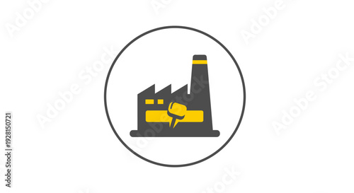 Industrial factory with smokestack pipe.