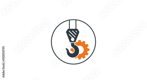 Industrial Hook and Gear Icon.