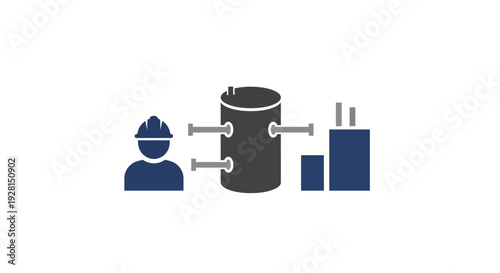 Industrial worker with factory equipment.