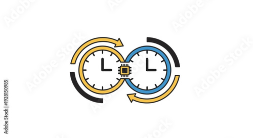 Interconnected Clocks Showing Time Synchronization.