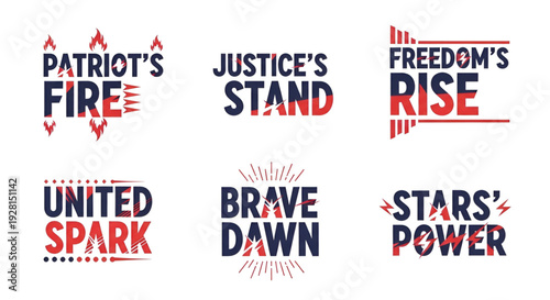 Patriot fire and power typography with flame and lightning effects